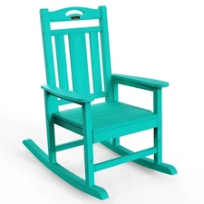 Oversized Rocking Chair Outdoor, HDPE Poly Rocking Chair, All Weather Porch R...