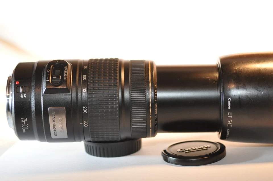 Canon EOS EF 75-300mm f/4-5.6 IS USM telephoto lens ET64 for EOS A2 T8 T7 90D 5D - Image 4 of 4