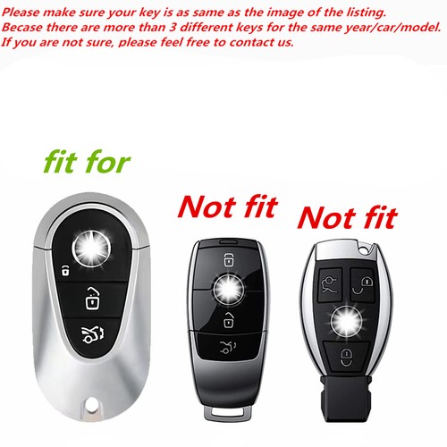 2Pcs Black Leather For Benz C E S W206 C260 S450 S500 3 Buttons Key Case Fob - Picture 2 of 4