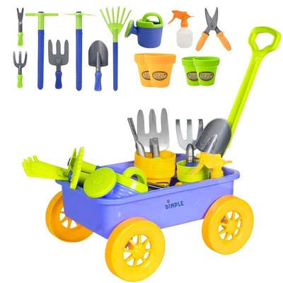 Kinder Gartenset 15-teilig Outdoor Spielzeugwagen Werkzeuge Gartenset Kit für Kinder