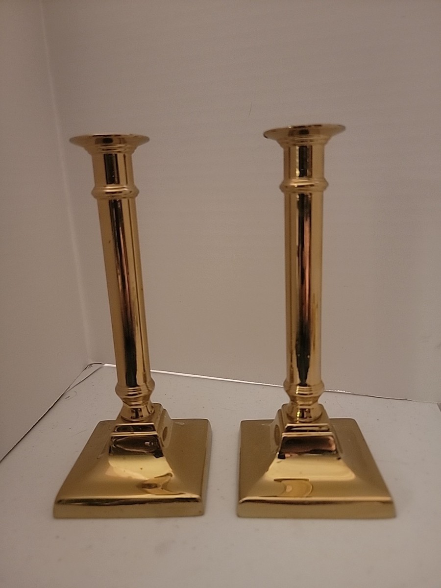 Pair Of Virginia Metalcrafters Brass Candlesticks 7” Tall | eBay