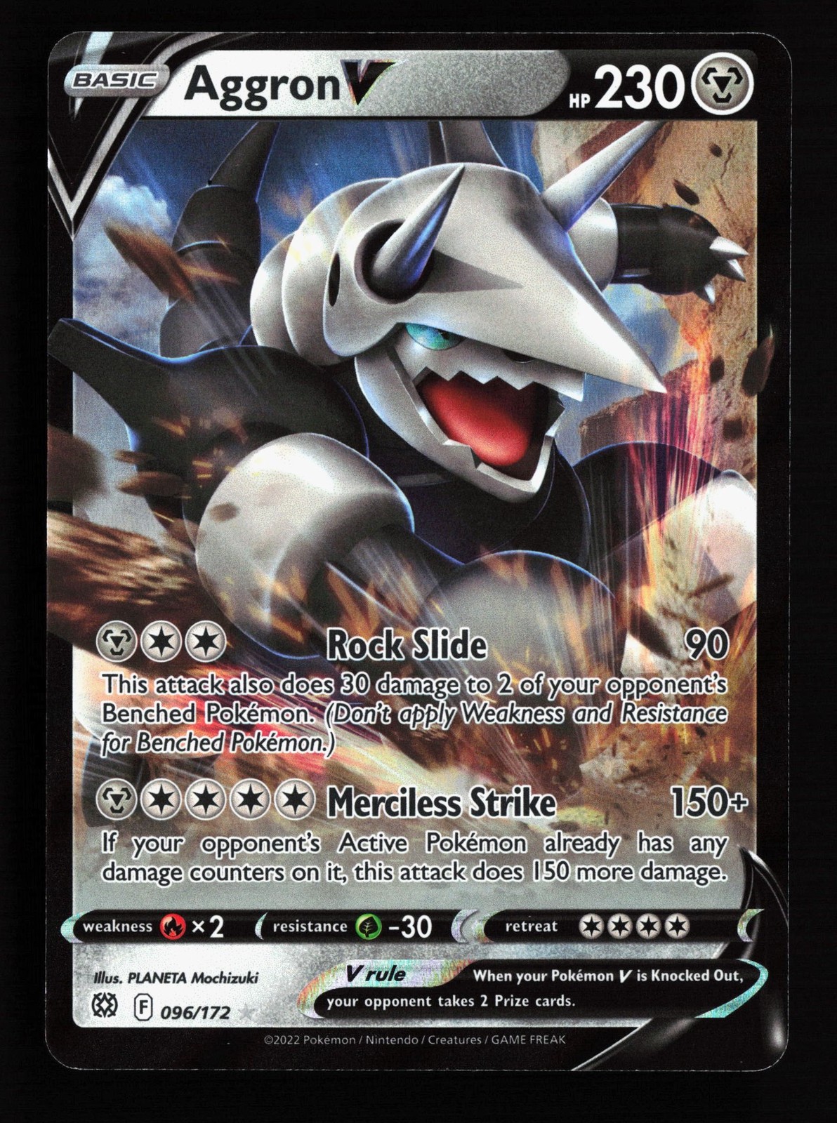 Aggron V 096/172 Holo Brilliant Stars Pokemon Card
