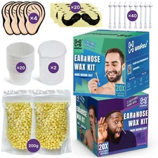 Waxfans Nose and Ear Hair Removal Kit for Men Women - 200g Wax 200 g 