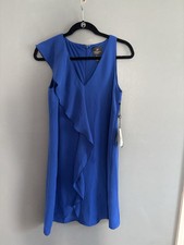 NWT Adrianna Papell Size 4 Blue Ruffle Dress