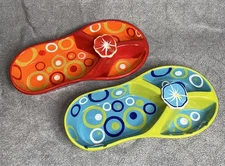 Set Of 2 Denniseast International Flip Flop design Chip and dip serving dish 15"