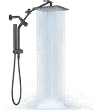 Cabezal ducha lluvia 10in combo metalico alta presion brazo extension negro mate