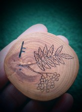 NATURAL ROWAN WOOD CHARM Ogham/Celtic Spirituality/Amulet/Pagan