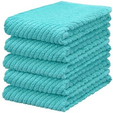 5 Pack 100 Cotton Kitchen Towels, 16x19 inch Soft Terry Dish Towels Absorben...