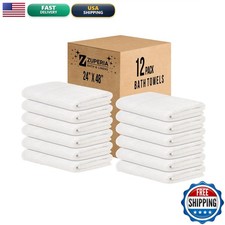 ZUPERIA White Bath Towels 12 Pack 24 x 48 Inches 100 Cotton