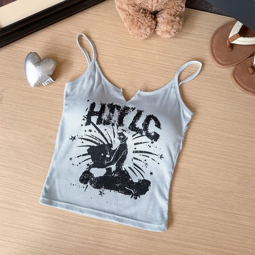 Soft Womens Vest With Letter Printed Pattern Chest Cushion And Camisole - Picture 9 of 13