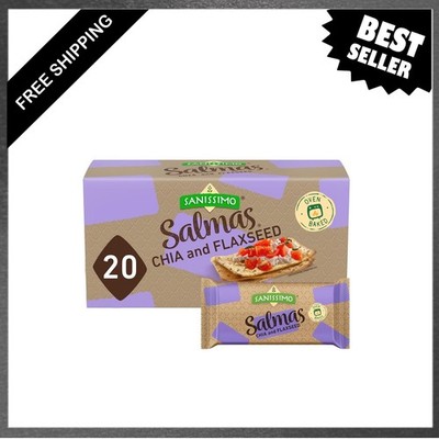 Salmas Chia Flaxseed Crackers, Oven Baked Corn Gluten Free Non-GMO Kosher, 20