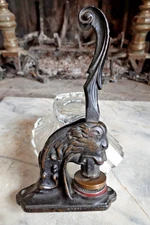 Antique LION HEAD SEAL EMBOSSER NOTARY PUBLIC STAMP PRESS Works Smoothly