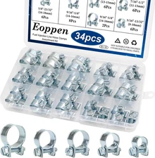 34Pcs Fuel Line Clamp Kit 5 Sizes 8-18mm Gas Diesel Hose Clamps