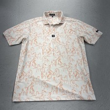 Bad Birdie Polo Shirt Mens Medium White Orange Western Golf Performance Stretch