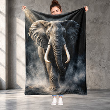 Dramatic Elephant Portrait Coral Fleece Blanket Elephant Lover Gift