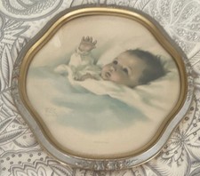 Bessie Pease Gutmann "Awakening" Framed Vintage Art Print Baby Theme Nursery Art