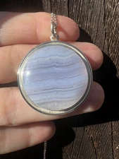 Blue Lace Agate Pendant Necklace