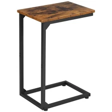 C Shaped End Table, Slide Under Couch Table for Sofa, TV Tray Snack Table, Sm...