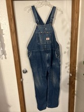 Vintage Round House - 50X30 Bib Farmer Overalls Blue Cotton Made in USA