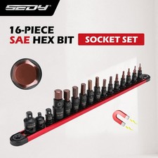 16PC Hex Bit Socket Set Magnetic Rail Organiz...