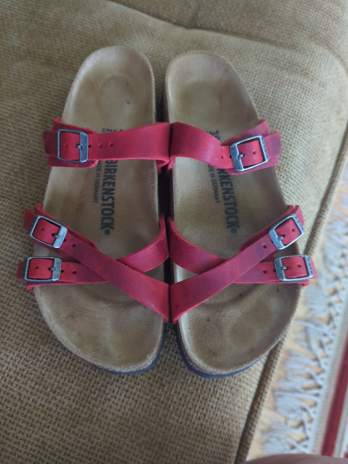 Birkenstock Franca Oiled Leather Red Sandals 39