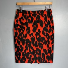 Vintage Moschino Cheap and Chic Leopard Print Pencil Skirt Black Red UK 8 IT 40