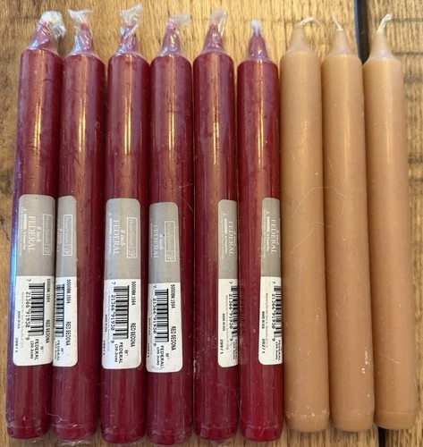 Lot Of 9 New Mainstays 8" Federal Red Sedona And Beige Candles