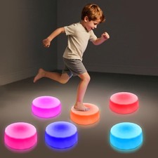 Light Up Stepping Stones for Kids: LED Balance Stones, 6 Pack Step-Activate...
