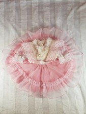 Vtg Popayes Sheer Organza Pink White Party Dress Full Circle Nylon Pearls Lace S