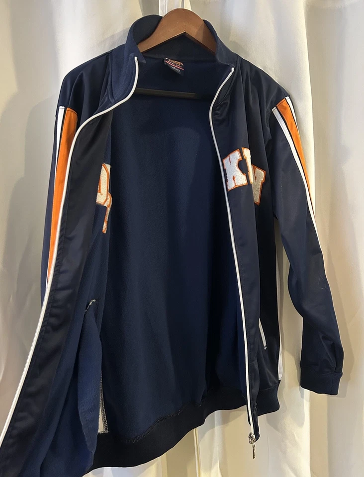 Chaqueta deportiva Brooklyn Xpress bordada con cremallera azul marino naranja para hombre M Foto 4 de 4