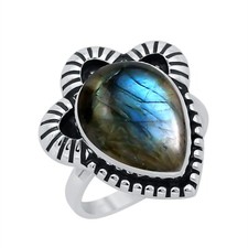 Blue Labradorite Handmade Gemstone Ring 925 Sterling Silver Anniversary Ring