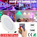 5W 10W RGB Dimmable LED Ceiling Light Recessed Round Downlight AC85-265V Fixture