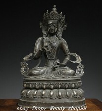 14"Old Tibet Buddhism Miao Silver Vajradhara Vajrabhairava Goddess Buddha Statue