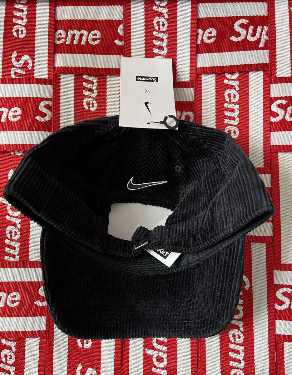 Supreme Nike Arc Corduroy 6 Panel Black Cap!!SS22!!BNWT!!100 Supreme Nike Arc Corduroy 6 Panel Black Cap!!SS22!!BNWT!!100