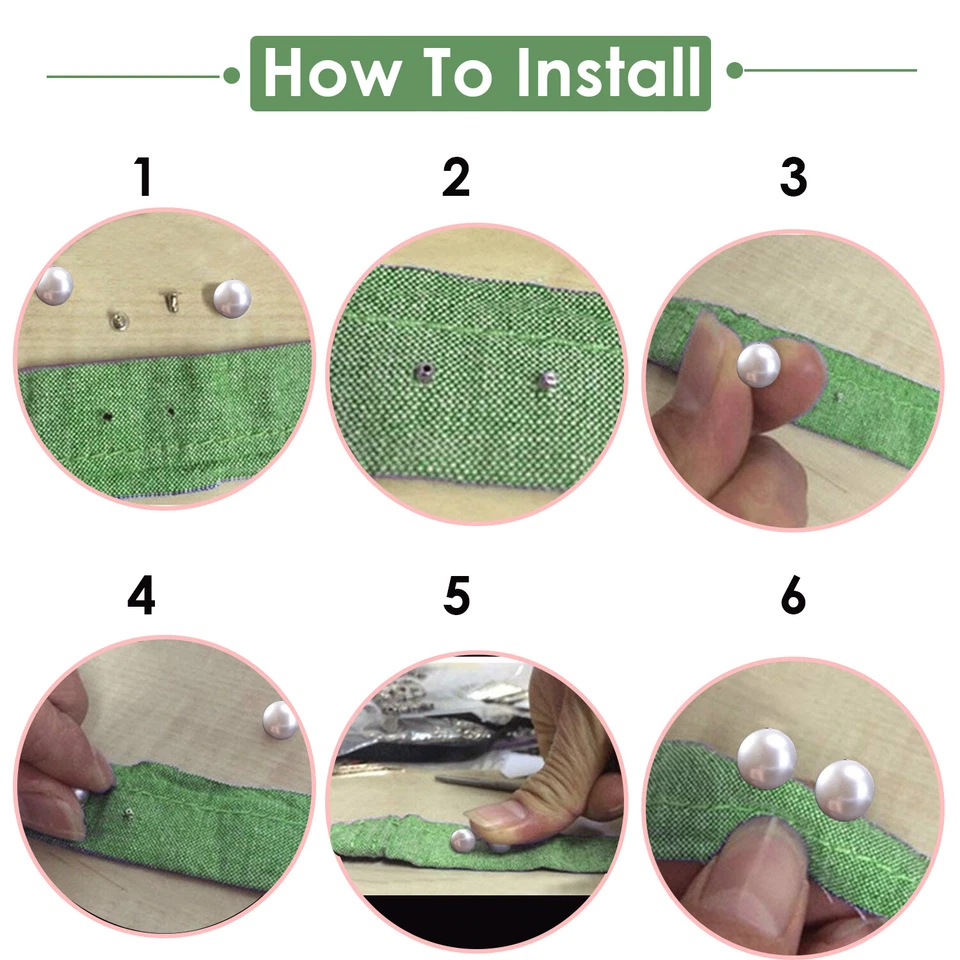 100pcs White Half-Round Pearl Rivets Plastic Metal Pins 8mm-12mm Leather Craft - Image 4 of 4