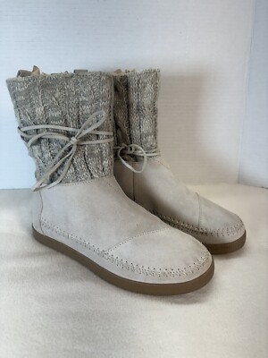 Toms Suede Jacquard Women Nepal Boots - light gray size 7