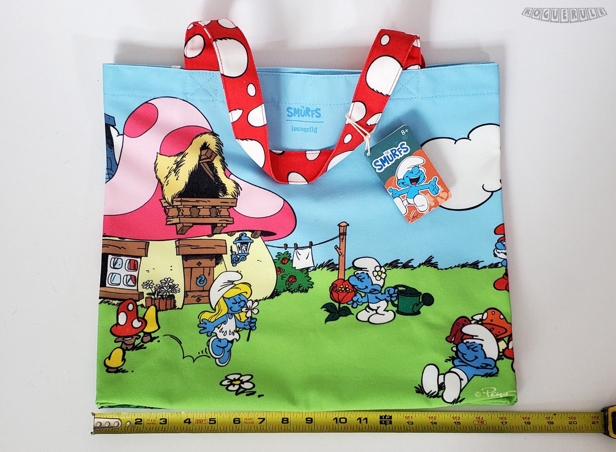 ?Loungelfy The Smurfs Village Life Canvas Tote Bag - New 