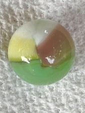 vintage vitro agate marble King Green Vein Grey Lemon Yellow Patch Abstract 5/8