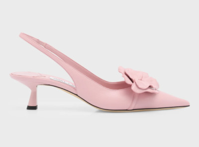 Jimmy Choo Amita Floral Slingback Kitten Heel Pumps Womens 6/36 Rose Pointed Toe