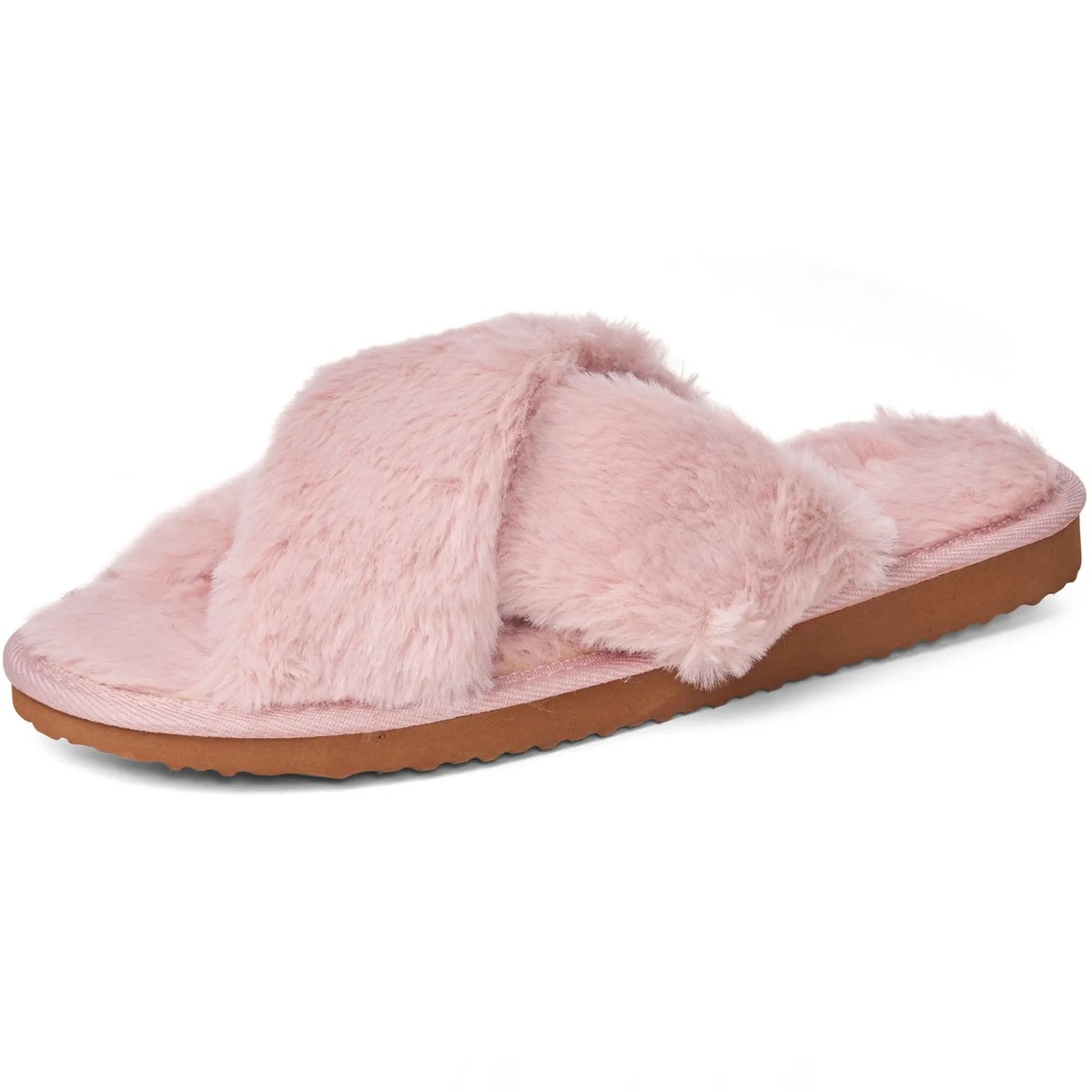 Womens Fuzzy Fluffy Slippers Memory Foam Indoor Outdoor Flat
