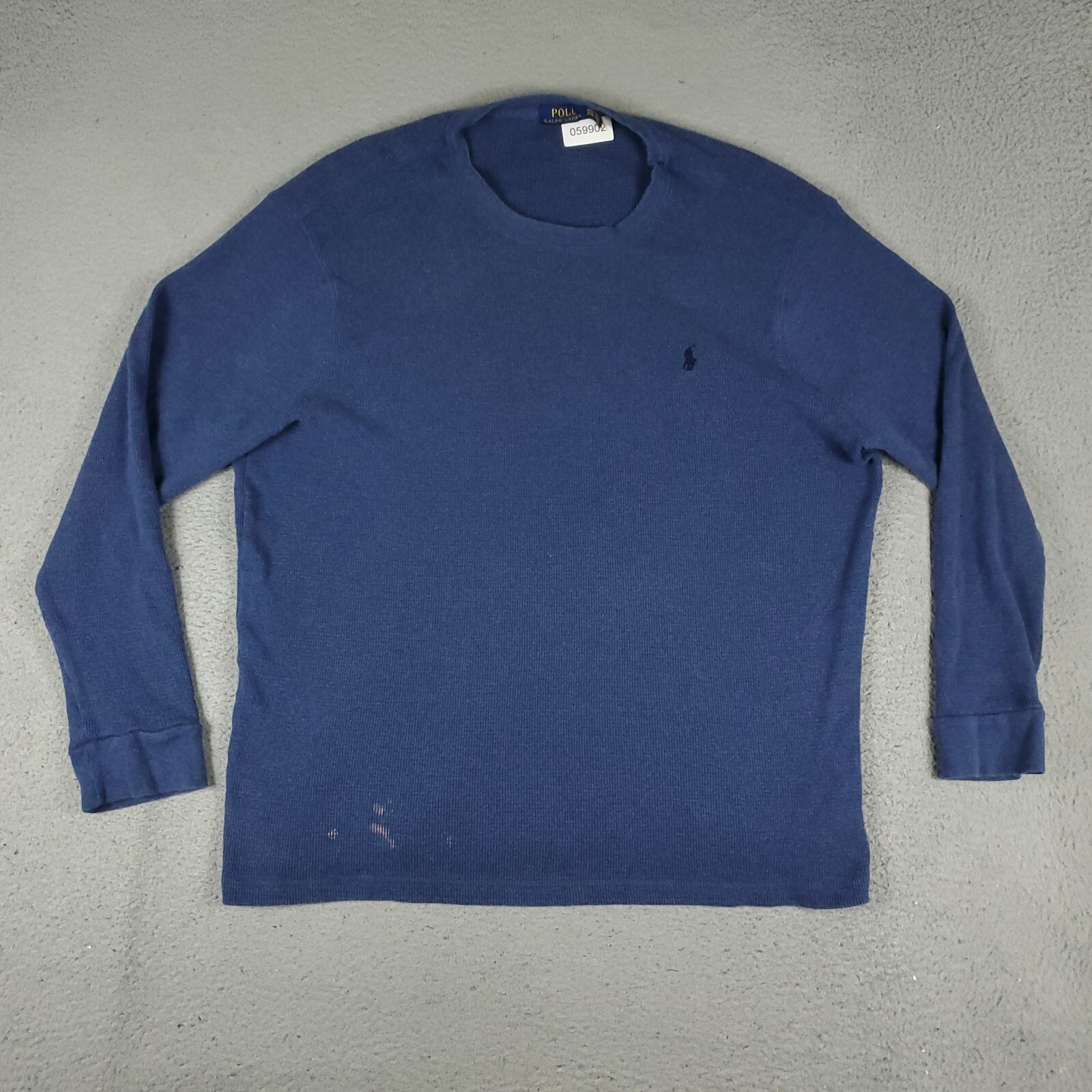 Ralph Lauren T Shirt Uomo 4XLT Blu Termico Pony Waffle Maglia Manica Lunga*