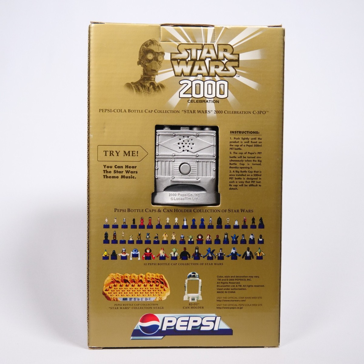 Star Wars 2000 Celebration C-3PO PEPSI-COLA Bottle Cap Collection