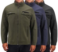 Men s Water Resistant Stand Collar Fleece Lined Casual Outwear Full Zip Jacket