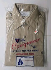 Poplin By Conqueror Union Made Poly Cotton Uniform Service Shirt Size 14 Khaki