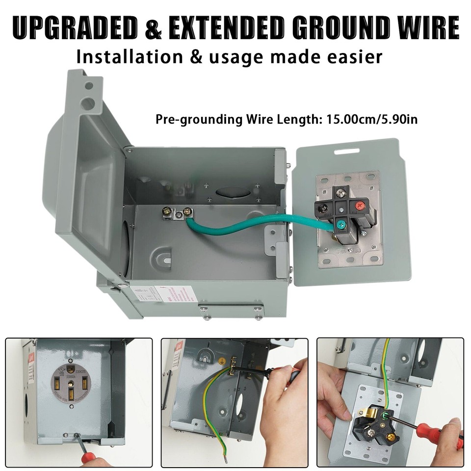 RV Lockable Power Outlet Box 50Amp Outdoor Camper RV Receptacle Box 125