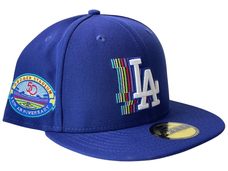 New Era LA Dodgers Los Angeles Fitted 59Fifty Side Patch Baseball Hat Size 7 1/2