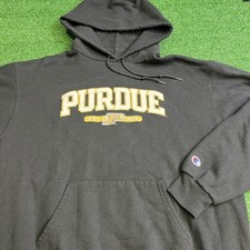 Purdue University Champion Eco Fleece Hoodie Black Mens Size Large