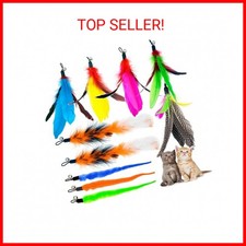 Cat Feather Toys Refills Cat Wand Replacement Feathers, 10 PCS Feather Cat Toy R