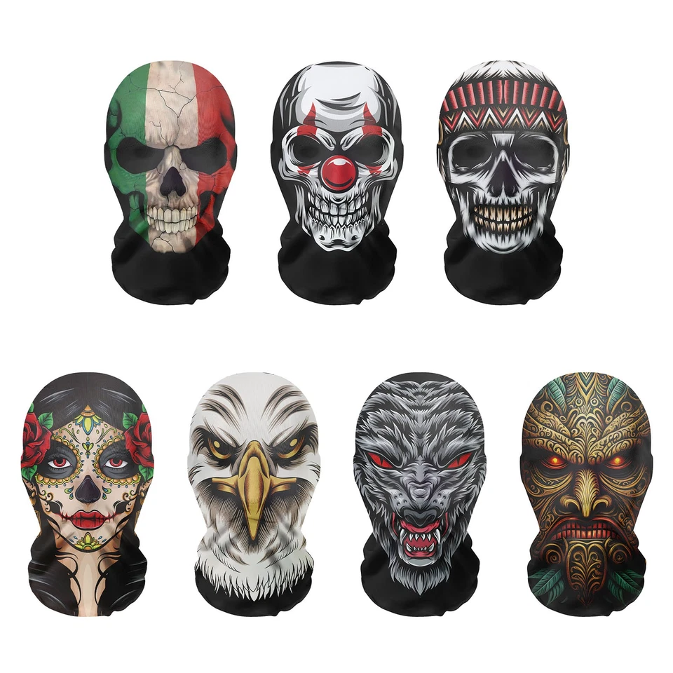 1Pcs Skull Ghost or Animal Print Full Face Masks Mesh Headgear Cosplay Halloween - Image 3 of 4