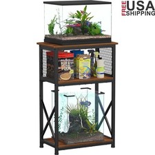 10 Gallon Aquarium Stand with Storage 3 Tier Heavy Metal Fish Tank Stand Shelf